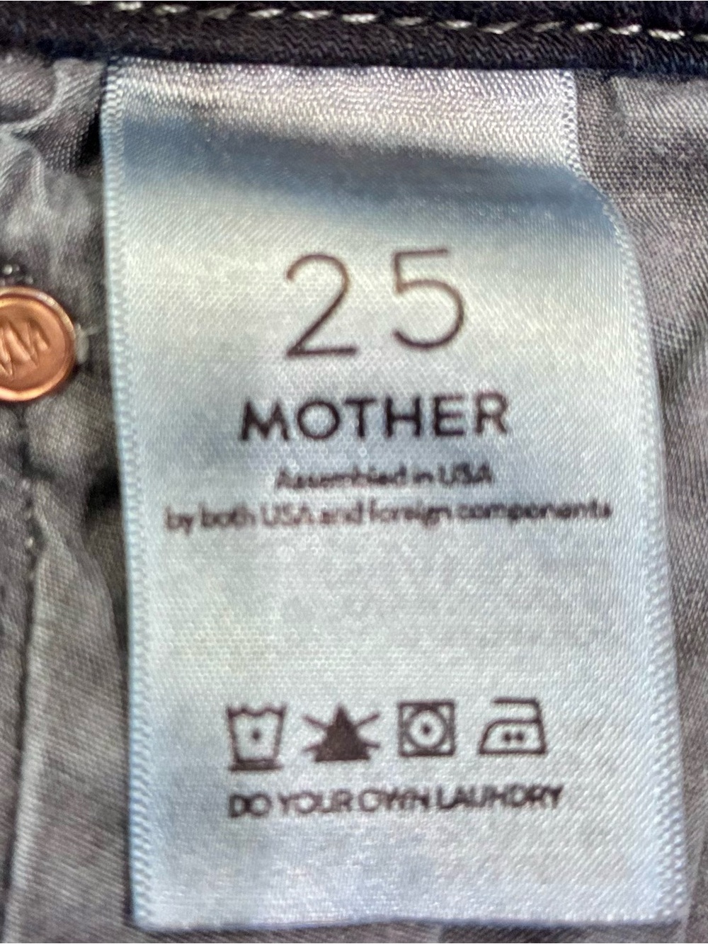 MOTHER High Waisted Looker Crop Jeans 25x23 Dark Wash Stretch Frayed Hem EUC - Picture 7 of 14